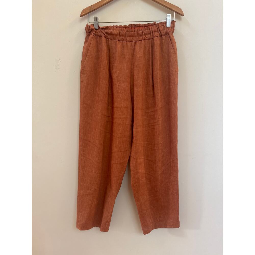Lafayette 148 New York Sz M Linen Wool Blend Pants Terracotta Lagenlook Classic
